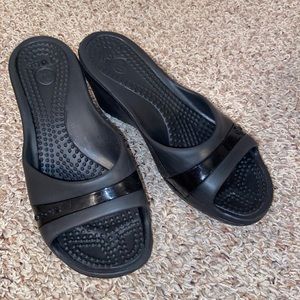 Black Crocs Wedges